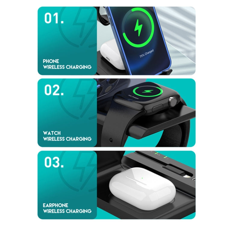 D2 15W Max 6 in 1 Multifunction Fast Wireless Charger Holder(Black) -  by PMC TechLife | Online Shopping South Africa | PMC TechLife