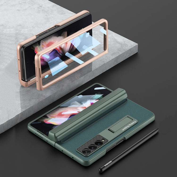 For Samsung Galaxy Z Fold3 5G GKK Magnetic Hinge Plain Leather Phone Flip Case with Pen Box(Black) - free shipping - PMC TechLife - Order now!
