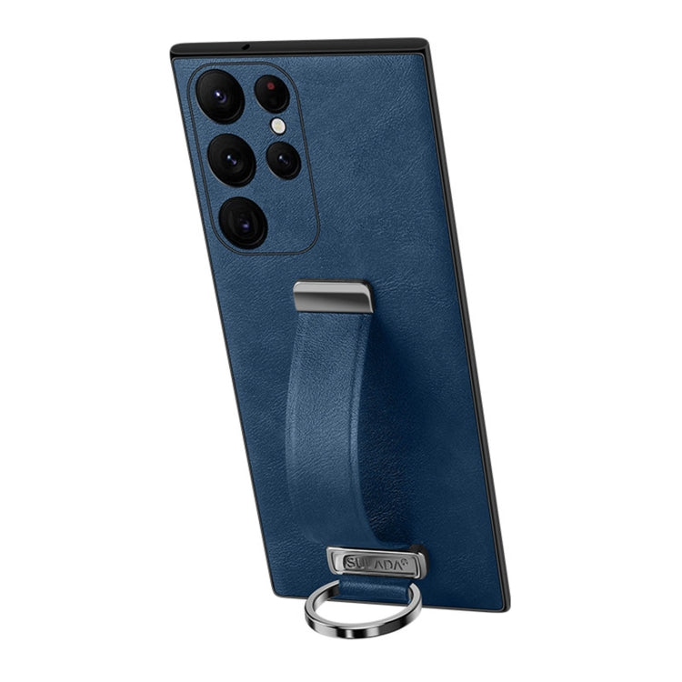 For Samsung Galaxy S22 Ultra 5G SULADA Cool Series PC + Leather Texture Skin Feel Shockproof Phone Case(Blue) - Galaxy S22 Ultra 5G Cases by SULADA | Online Shopping South Africa | PMC TechLife