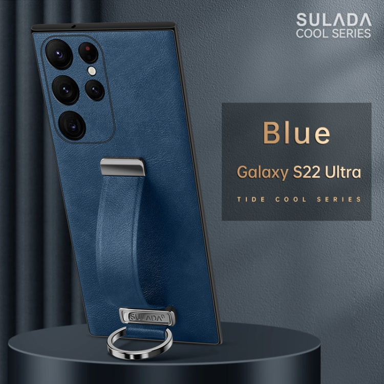 For Samsung Galaxy S22 Ultra 5G SULADA Cool Series PC + Leather Texture Skin Feel Shockproof Phone Case(Blue) - Galaxy S22 Ultra 5G Cases by SULADA | Online Shopping South Africa | PMC TechLife