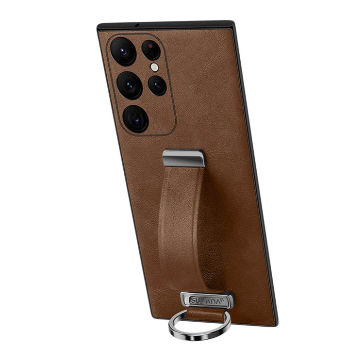 For Samsung Galaxy S22 Ultra 5G SULADA Cool Series PC + Leather Texture Skin Feel Shockproof Phone Case(Brown) - Galaxy S22 Ultra 5G Cases by SULADA | Online Shopping South Africa | PMC TechLife | Buy Now Pay Later Mobicred