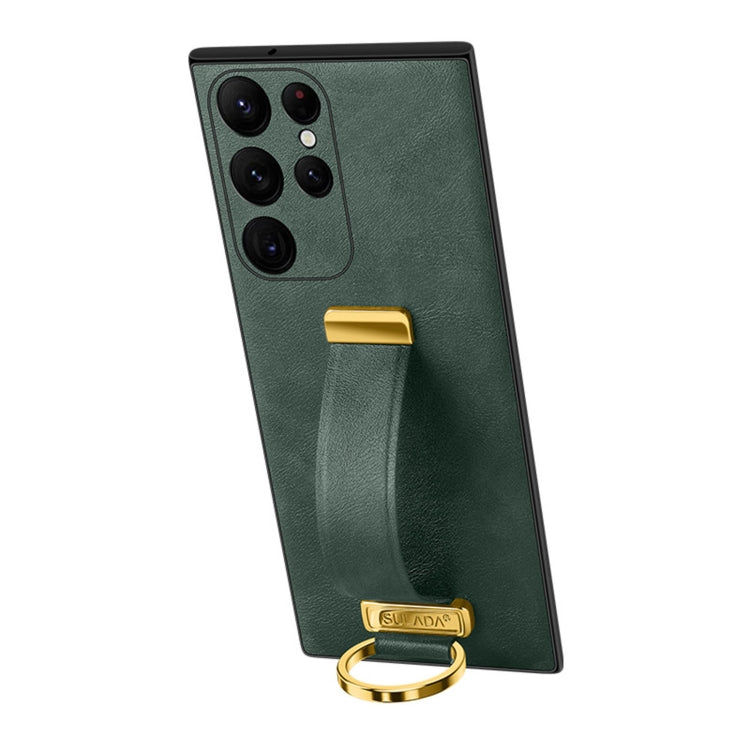 For Samsung Galaxy S22 Ultra 5G SULADA Cool Series PC + Leather Texture Skin Feel Shockproof Phone Case(Green) - Galaxy S22 Ultra 5G Cases by SULADA | Online Shopping South Africa | PMC TechLife | Buy Now Pay Later Mobicred