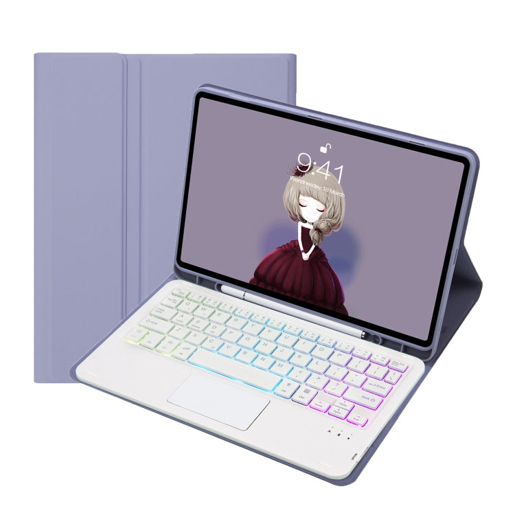 For Samsung Galaxy Tab S6 Lite A610B-AS Candy Color Backlight Bluetooth Keyboard Leather Tablet Case(Purple) - Samsung Keyboard by PMC TechLife | Online Shopping South Africa | PMC TechLife