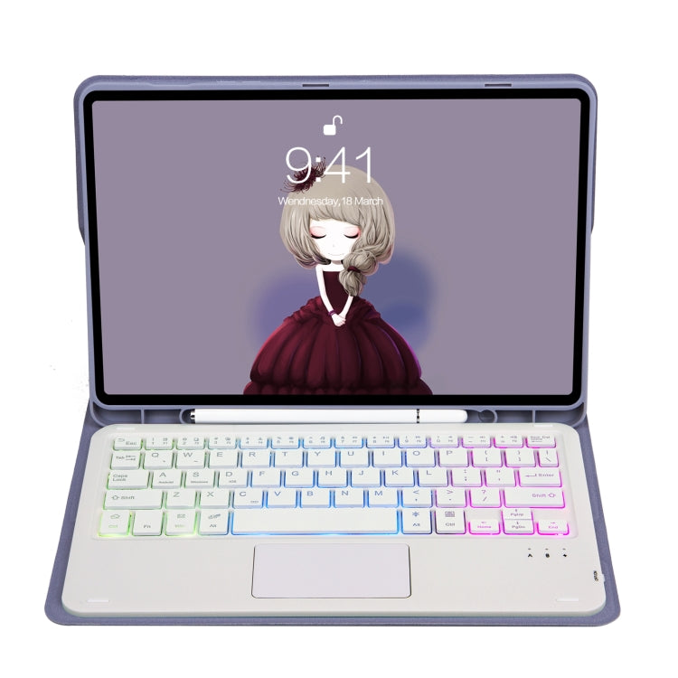 For Samsung Galaxy Tab S6 Lite A610B-AS Candy Color Backlight Bluetooth Keyboard Leather Tablet Case(Purple) - Samsung Keyboard by PMC TechLife | Online Shopping South Africa | PMC TechLife