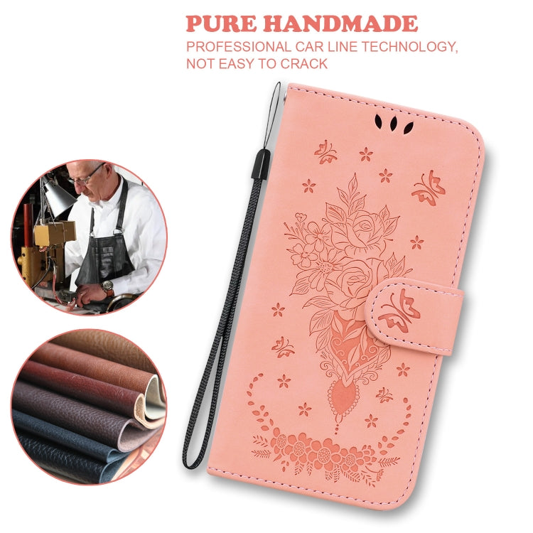 For Samsung Galaxy A03 Core Butterfly Rose Embossed Leather Phone Case(Pink) - Galaxy Phone Cases by PMC TechLife | Online Shopping South Africa | PMC TechLife | Buy Now Pay Later Mobicred
