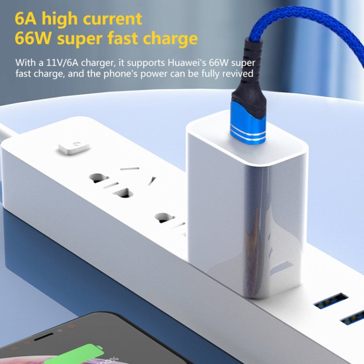 8 Pin 6A Woven Style USB Charging Cable, Cable Length: 1m(Blue) - Normal Style Cable by PMC TechLife | Online Shopping South Africa | PMC TechLife