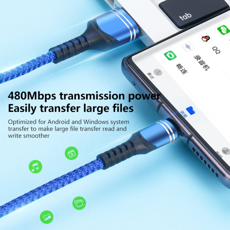 8 Pin 6A Woven Style USB Charging Cable, Cable Length: 1m(Blue) - Normal Style Cable by PMC TechLife | Online Shopping South Africa | PMC TechLife