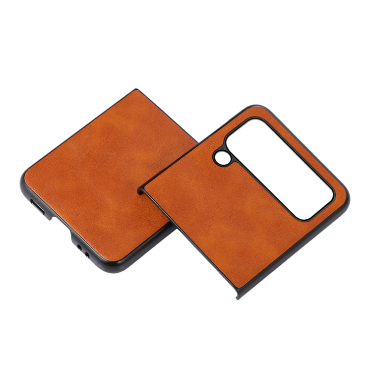 For Samsung Galaxy Z Flip4 Cowhide Texture PU Phone Case(Brown) - Galaxy Z Flip4 5G Cases by PMC TechLife | Online Shopping South Africa | PMC TechLife | Buy Now Pay Later Mobicred