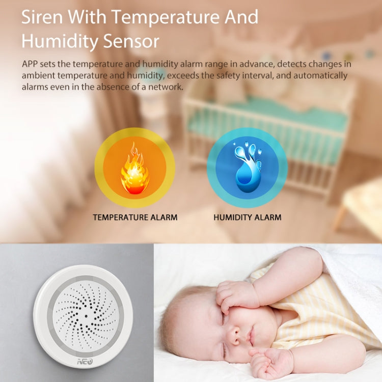 NEO NAS-AB02WT WiFi USB Siren Alarm with Temperature & Humidity Sensor - free shipping - PMC TechLife - Order now!