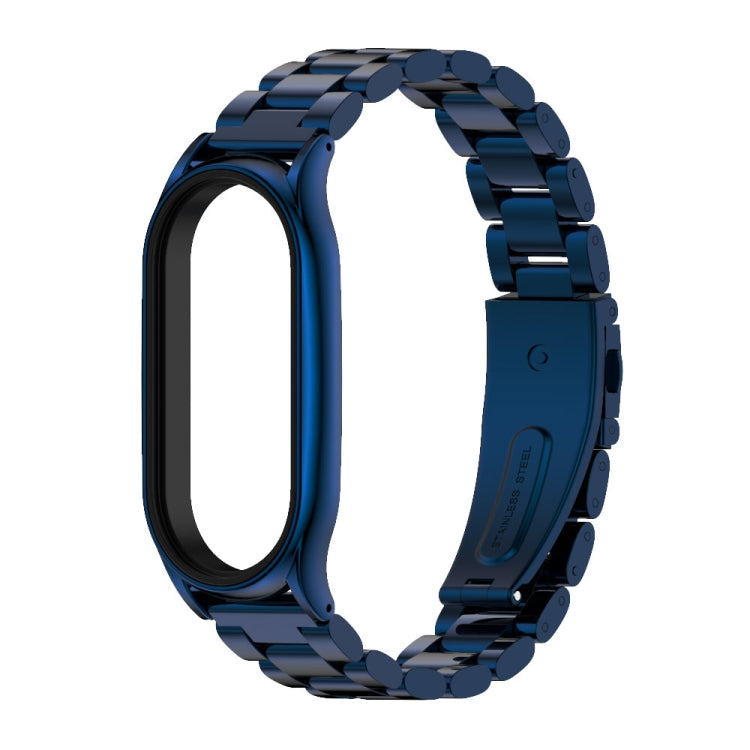 For Xiaomi Mi Band 7 / 7 NFC MIJOBS Three-Bead Metal Plus Stainless Steel Watch Band(Blue) - Watch Bands by MIJOBS | Online Shopping South Africa | PMC TechLife | Buy Now Pay Later Mobicred
