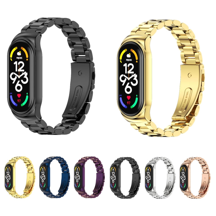 For Xiaomi Mi Band 7 / 7 NFC MIJOBS CS Three-Bead Metal Stainless Steel Watch Band(Purple) - free shipping - PMC TechLife - Order now!