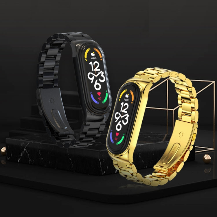 For Xiaomi Mi Band 7 / 7 NFC MIJOBS CS Three-Bead Metal Stainless Steel Watch Band(Gold) - free shipping - PMC TechLife - Order now!