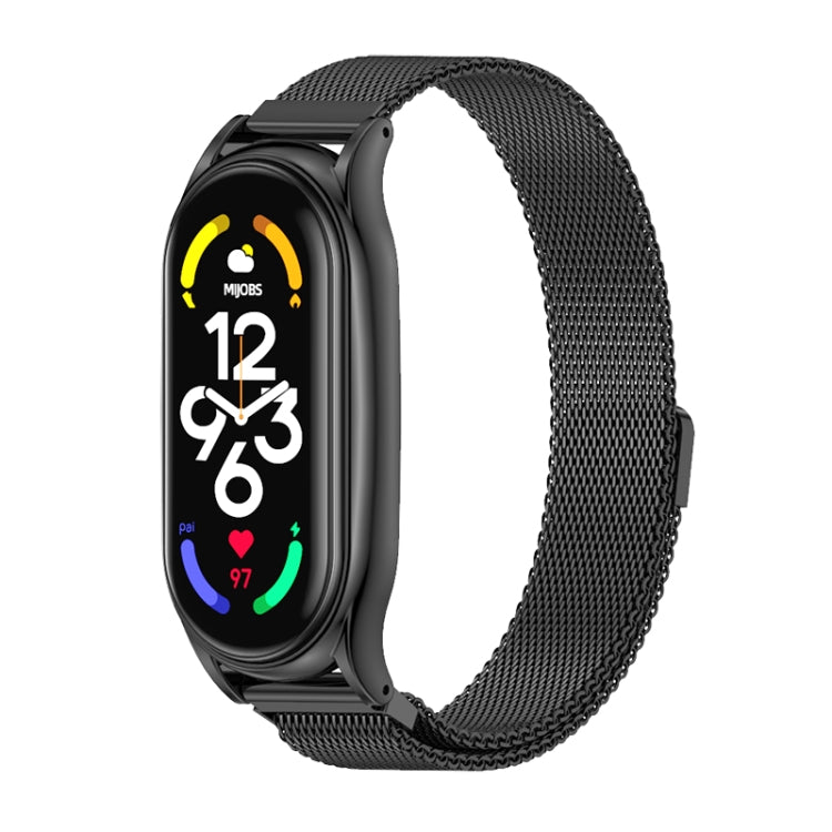 For Xiaomi Mi Band 7 / 7 NFC MIJOBS Milan Magnetic Plus Stainless Steel Watch Band(Black) - Watch Bands by MIJOBS | Online Shopping South Africa | PMC TechLife | Buy Now Pay Later Mobicred