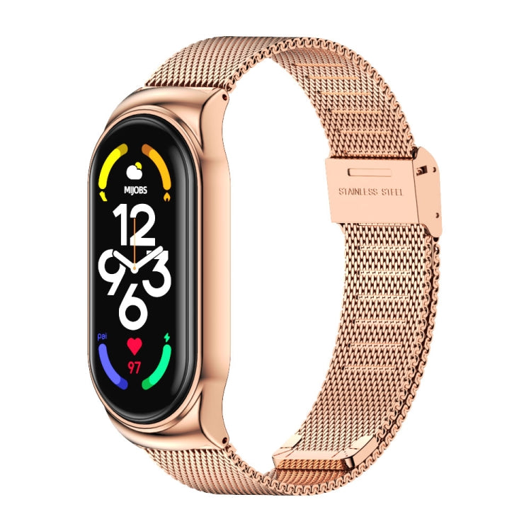 For Xiaomi Mi Band 7 / 7 NFC MIJOBS CS Milan Buckle Metal Watch Band(Rose Gold) - Watch Bands by MIJOBS | Online Shopping South Africa | PMC TechLife | Buy Now Pay Later Mobicred