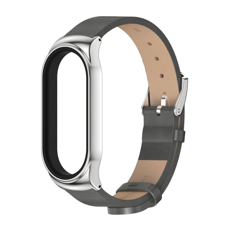 For Xiaomi Mi Band 7 / 7 NFC MIJOBS CS Metal Case + Microfiber Leather Watch Band(Grey Silver) - Watch Bands by MIJOBS | Online Shopping South Africa | PMC TechLife | Buy Now Pay Later Mobicred