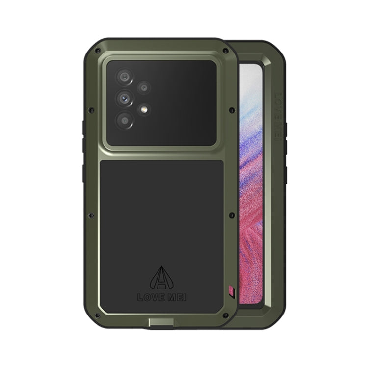 For Samsung Galaxy A53 LOVE MEI Metal Shockproof Waterproof Dustproof Protective Phone Case with Glass(Army Green) - free shipping - PMC TechLife - Order now!