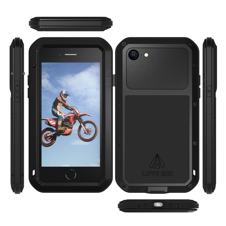 For iPhone SE 2022 / SE 2020 / 8 / 7 LOVE MEI Metal Shockproof Life Waterproof Dustproof Protective Phone Case with Glass(Black) - iPhone SE 2022 / 2020 / 8 / 7 Cases by LOVE MEI | Online Shopping South Africa | PMC TechLife | Buy Now Pay Later Mobicred