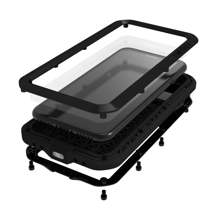 For iPhone SE 2022 / SE 2020 / 8 / 7 LOVE MEI Metal Shockproof Life Waterproof Dustproof Protective Phone Case with Glass(Black) - iPhone SE 2022 / 2020 / 8 / 7 Cases by LOVE MEI | Online Shopping South Africa | PMC TechLife | Buy Now Pay Later Mobicred