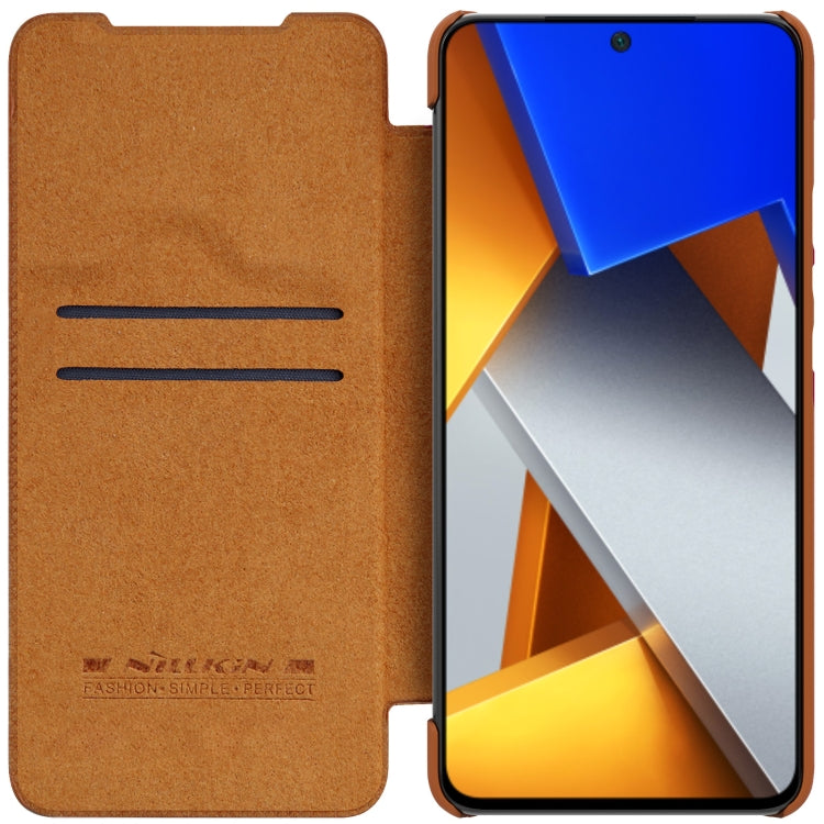 For Xiaomi Poco M4 Pro NILLKIN QIN Series Crazy Horse Texture Leather Phone Case(Brown) - Xiaomi Cases by NILLKIN | Online Shopping South Africa | PMC TechLife | Buy Now Pay Later Mobicred