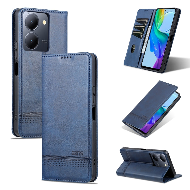 For vivo Y36 Global AZNS Magnetic Calf Texture Leather Phone Case(Dark Blu) - vivo Cases by AZNS | Online Shopping South Africa | PMC TechLife | Buy Now Pay Later Mobicred