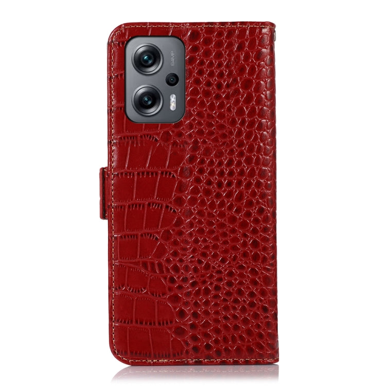 For Xiaomi Redmi Note 11T Pro Crocodile Top Layer Cowhide Leather Phone Case(Red) - Xiaomi Cases by PMC TechLife | Online Shopping South Africa | PMC TechLife