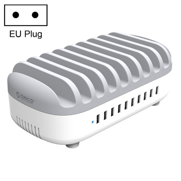 ORICO DUK-10P-DX 120W 5V 2.4A 10 Ports USB Charging Station, EU Plug(White) - Multifunction Charger by ORICO | Online Shopping South Africa | PMC TechLife | Buy Now Pay Later Mobicred