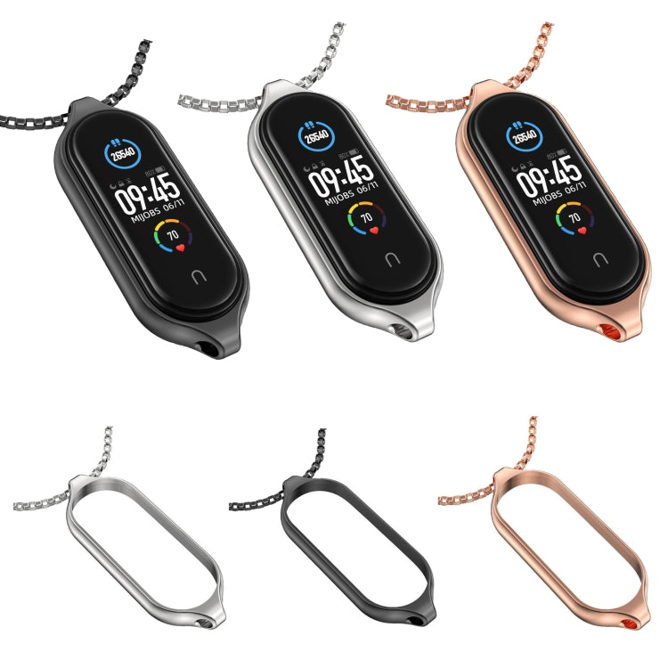 For Xiaomi Mi Band 5 / 6 MIJOBS Metal Pendant Stainless Steel Watch Necklace(Rose Gold) - free shipping - PMC TechLife - Order now!