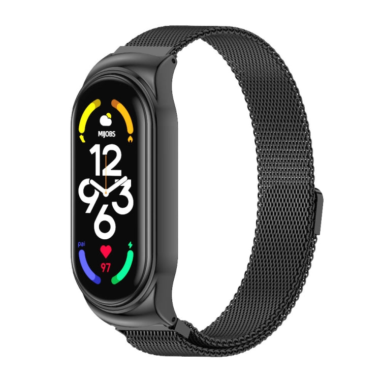 For Xiaomi Mi Band 7 / 7 NFC MIJOBS CS Milan Magnetic Stainless Steel Watch Band(Black) - Watch Bands by MIJOBS | Online Shopping South Africa | PMC TechLife | Buy Now Pay Later Mobicred