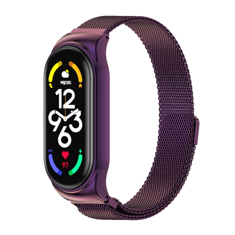 For Xiaomi Mi Band 7 / 7 NFC MIJOBS CS Milan Magnetic Stainless Steel Watch Band(Purple) - Watch Bands by MIJOBS | Online Shopping South Africa | PMC TechLife | Buy Now Pay Later Mobicred