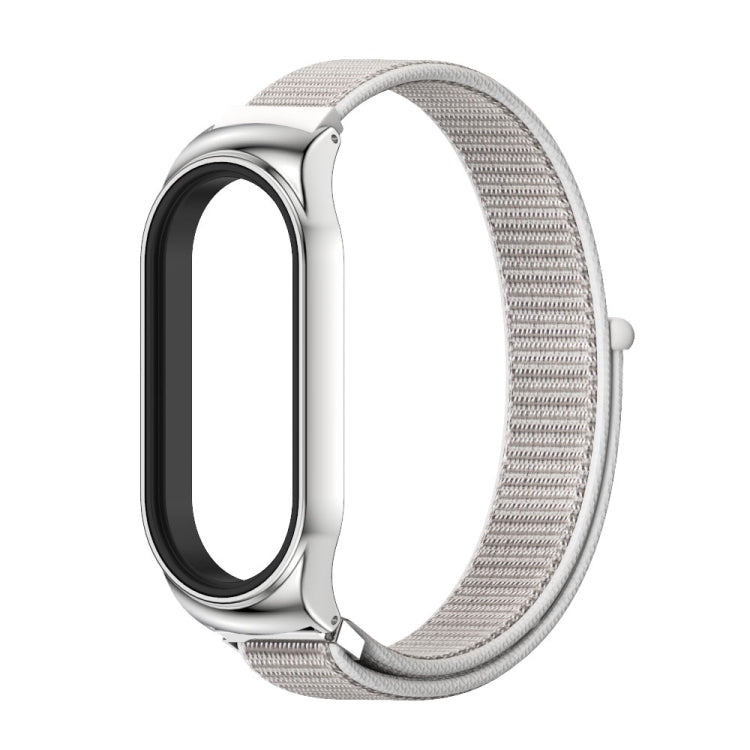 For Xiaomi Mi Band 7 / 7 NFC MIJOBS CS Stainless Steel Case Nylon Watch Band(Sea Shell Silver) - Watch Bands by MIJOBS | Online Shopping South Africa | PMC TechLife | Buy Now Pay Later Mobicred