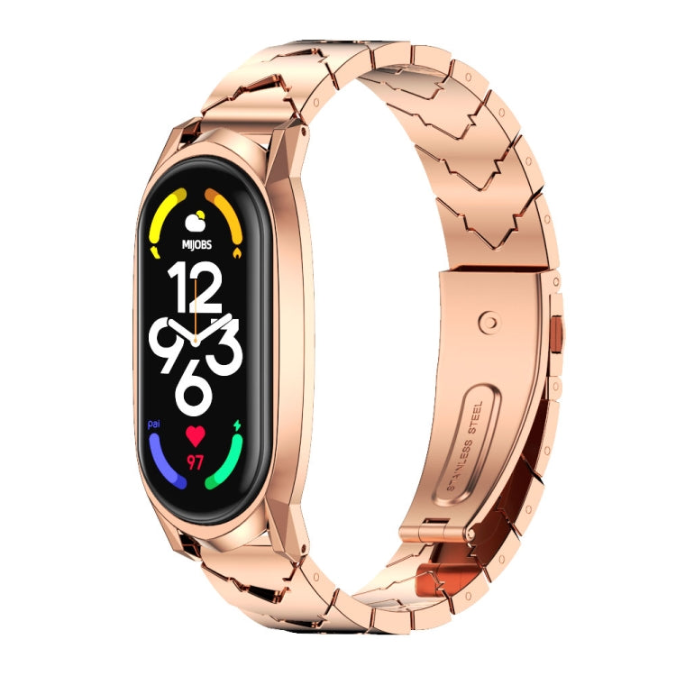 For Xiaomi Mi Band 7 / 7 NFC MIJOBS GT Metal Stainless Steel V-shaped Watch Band(Rose Gold) - Watch Bands by MIJOBS | Online Shopping South Africa | PMC TechLife | Buy Now Pay Later Mobicred