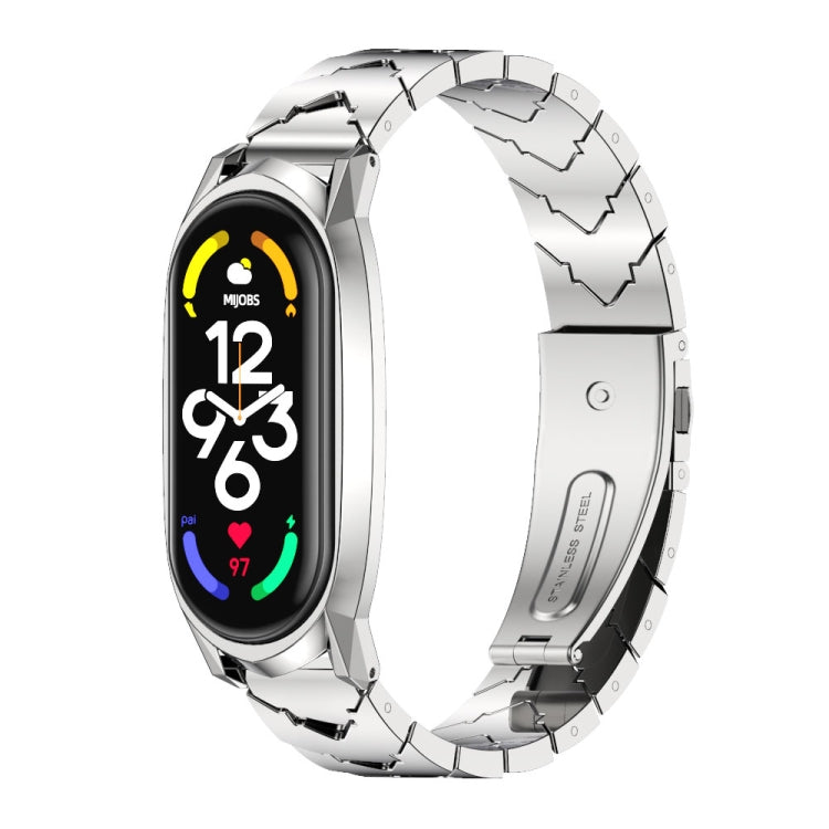 For Xiaomi Mi Band 7 / 7 NFC MIJOBS GT Metal Stainless Steel V-shaped Watch Band(Silver) - Watch Bands by MIJOBS | Online Shopping South Africa | PMC TechLife | Buy Now Pay Later Mobicred