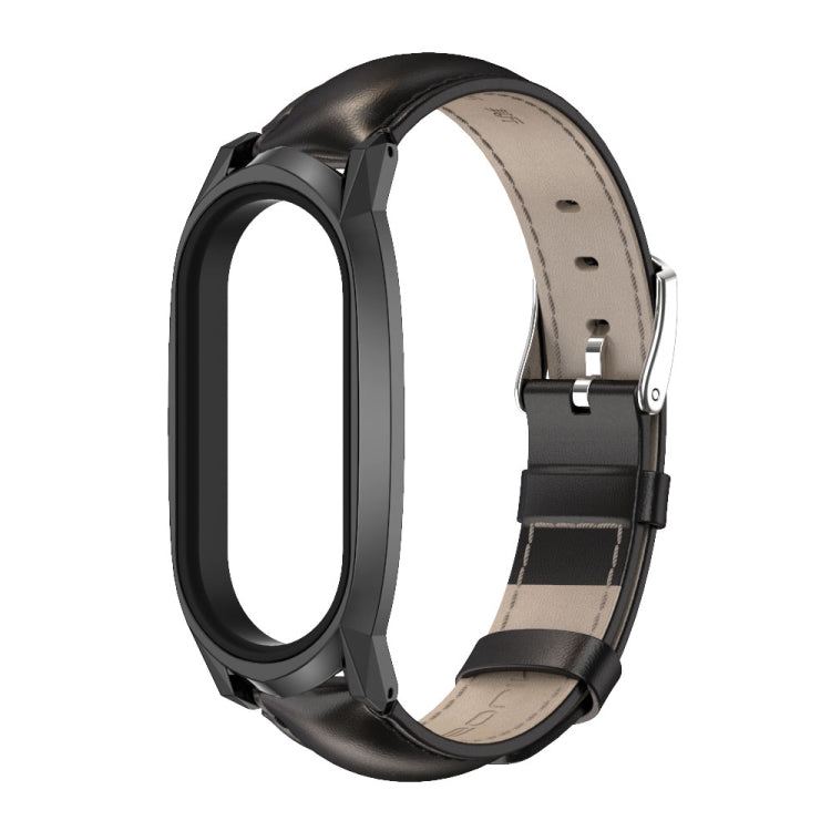 For Xiaomi Mi Band 7 / 7 NFC MIJOBS GT Metal Case Top Layer Cowhide Watch Band(Oil Black) - Watch Bands by MIJOBS | Online Shopping South Africa | PMC TechLife | Buy Now Pay Later Mobicred