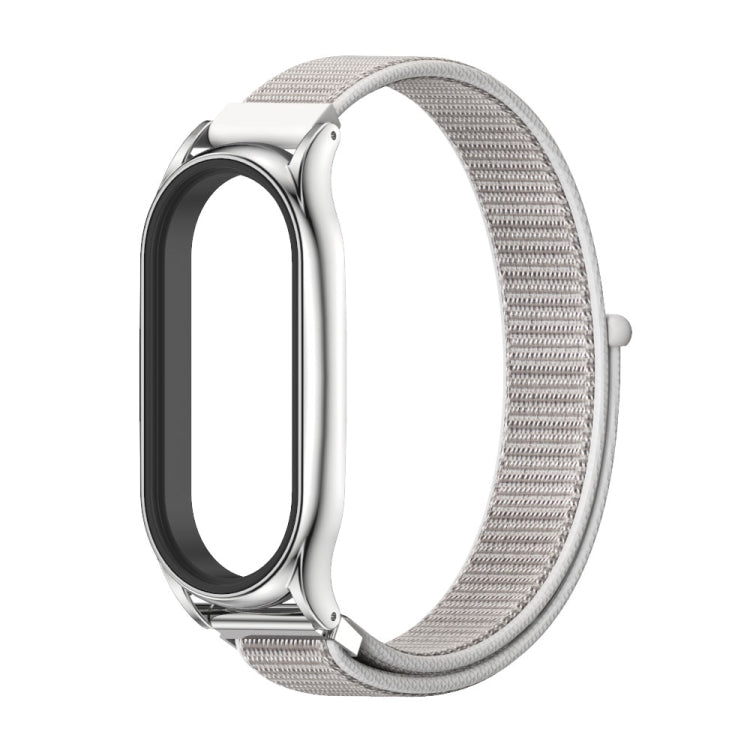 For Xiaomi Mi Band 7 / 7 NFC MIJOBS Plus Stainless Steel Case Nylon Watch Band(Sea Shell Silver) - Watch Bands by MIJOBS | Online Shopping South Africa | PMC TechLife | Buy Now Pay Later Mobicred