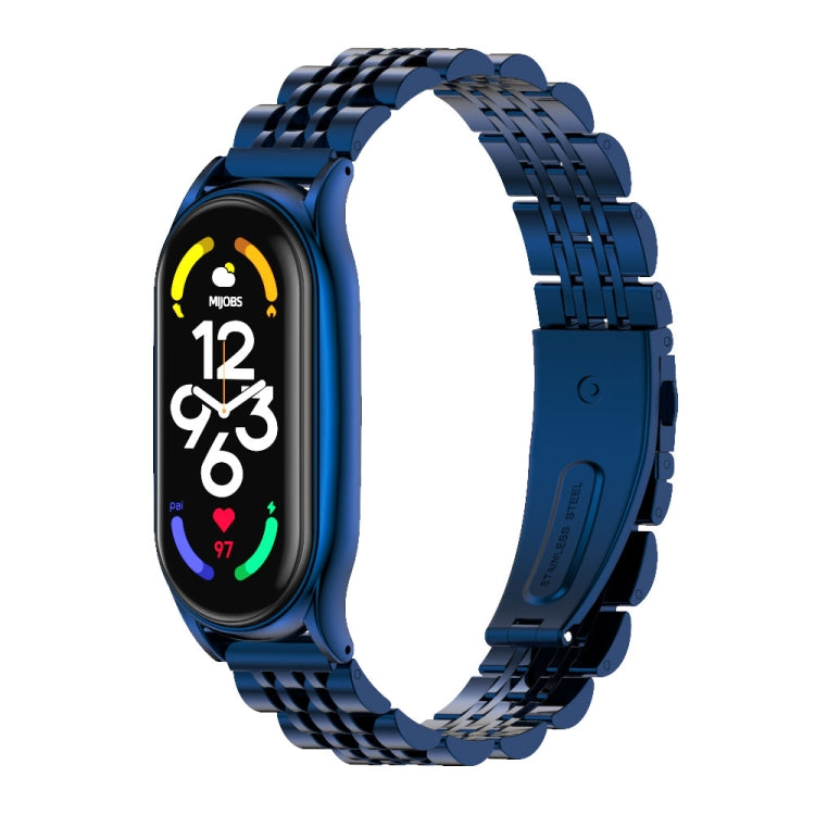 For Xiaomi Mi Band 7 / 7 NFC MIJOBS Plus Seven-bead Metal Stainless Steel Watch Band(Blue) - free shipping - PMC TechLife - Order now!