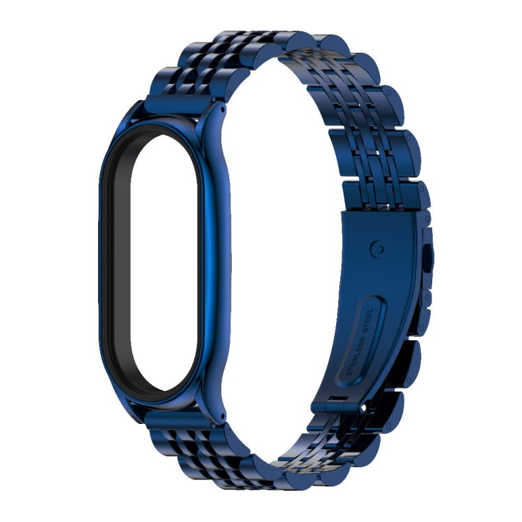 For Xiaomi Mi Band 7 / 7 NFC MIJOBS Plus Seven-bead Metal Stainless Steel Watch Band(Blue) - free shipping - PMC TechLife - Order now!