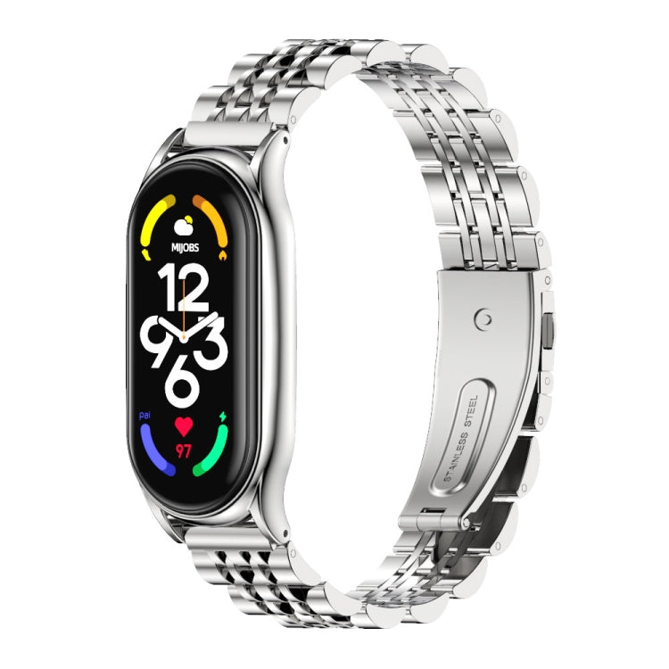 For Xiaomi Mi Band 7 / 7 NFC MIJOBS Plus Seven-bead Metal Stainless Steel Watch Band(Silver) - free shipping - PMC TechLife - Order now!