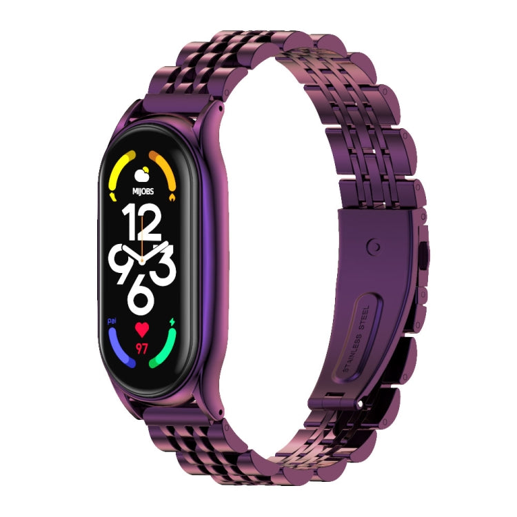 For Xiaomi Mi Band 7 / 7 NFC MIJOBS Plus Seven-bead Metal Stainless Steel Watch Band(Purple) - Watch Bands by MIJOBS | Online Shopping South Africa | PMC TechLife | Buy Now Pay Later Mobicred