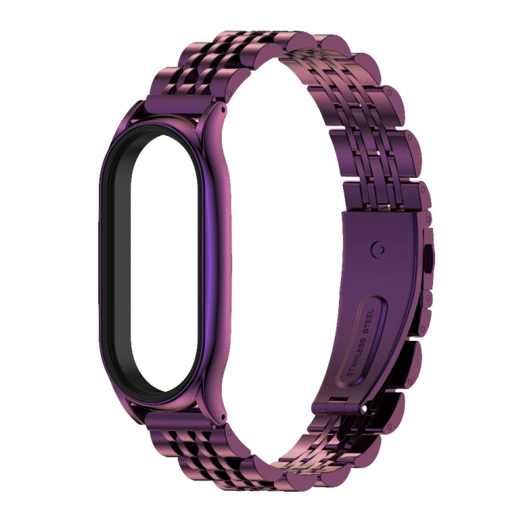 For Xiaomi Mi Band 7 / 7 NFC MIJOBS Plus Seven-bead Metal Stainless Steel Watch Band(Purple) - Watch Bands by MIJOBS | Online Shopping South Africa | PMC TechLife | Buy Now Pay Later Mobicred