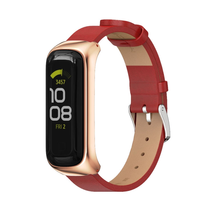 For Samsung Galaxy Fit 2 MIJOBS Metal Case Microfiber Leather Watch Band(Red Rose Gold) - Watch Bands by MIJOBS | Online Shopping South Africa | PMC TechLife | Buy Now Pay Later Mobicred