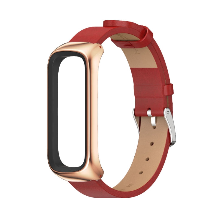 For Samsung Galaxy Fit 2 MIJOBS Metal Case Microfiber Leather Watch Band(Red Rose Gold) - Watch Bands by MIJOBS | Online Shopping South Africa | PMC TechLife | Buy Now Pay Later Mobicred