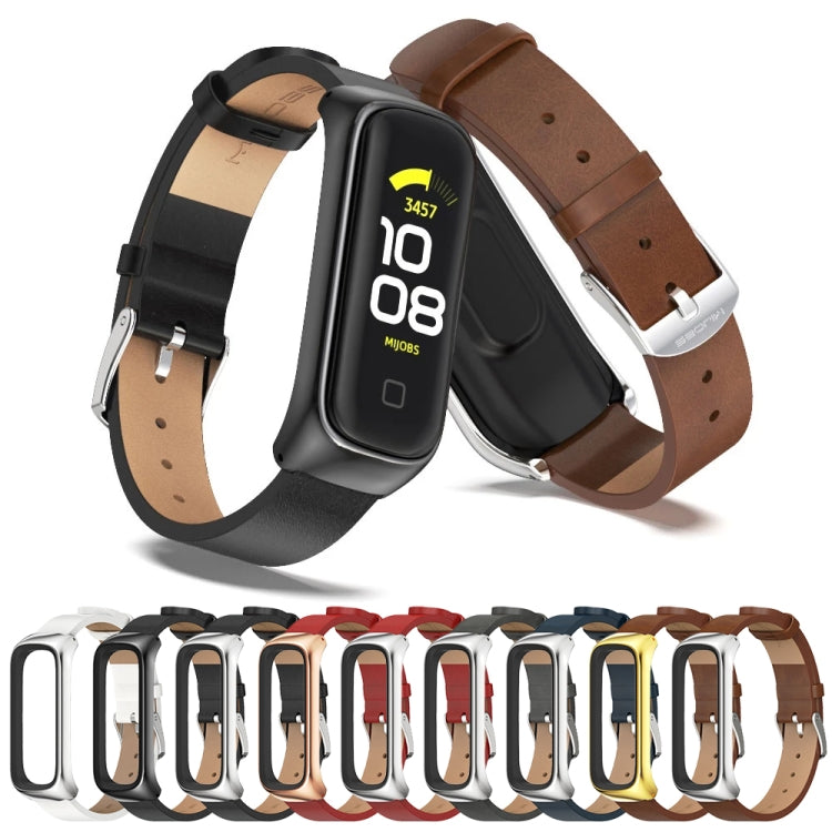 For Samsung Galaxy Fit 2 MIJOBS Metal Case Microfiber Leather Watch Band(Red Rose Gold) - Watch Bands by MIJOBS | Online Shopping South Africa | PMC TechLife | Buy Now Pay Later Mobicred