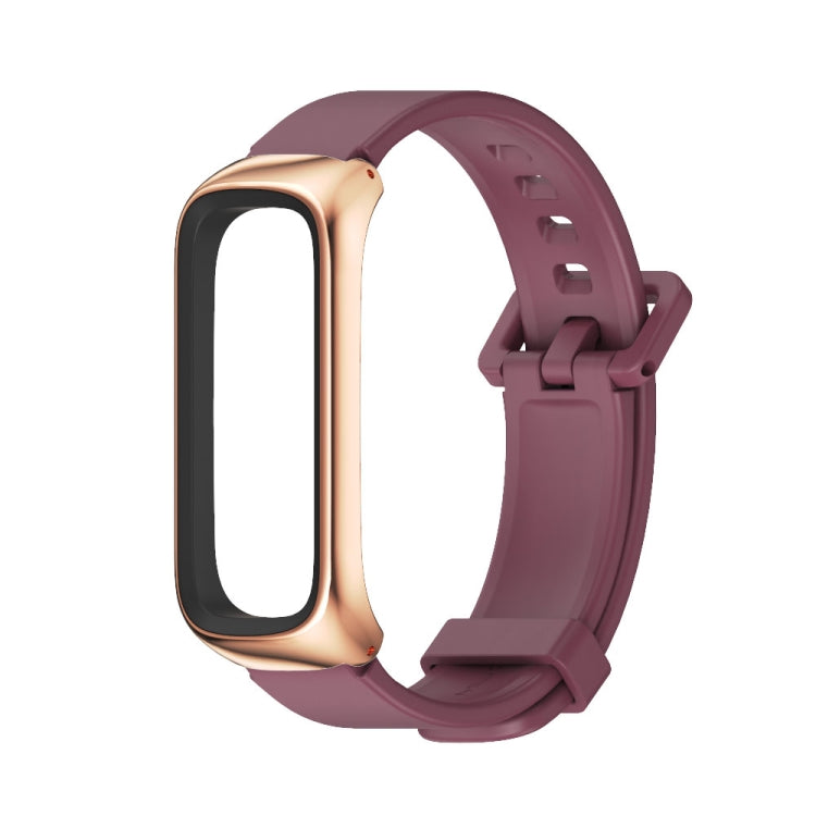 For Samsung Galaxy Fit 2 MIJOBS Metal Case Silicone Watch Band(Wine Red Rose Gold) - Watch Bands by MIJOBS | Online Shopping South Africa | PMC TechLife | Buy Now Pay Later Mobicred