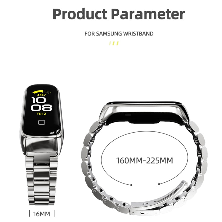 For Samsung Galaxy Fit 2 MIJOBS Three-bead Metal Stainless Steel Watch Band(Black) - free shipping - PMC TechLife - Order now!