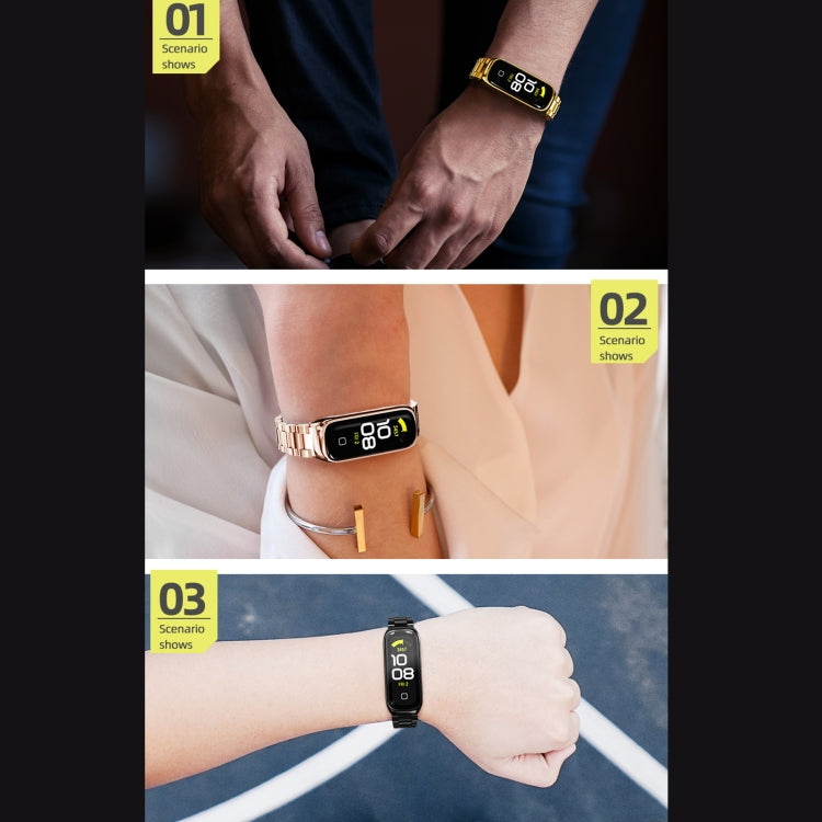 For Samsung Galaxy Fit 2 MIJOBS Three-bead Metal Stainless Steel Watch Band(Black) - free shipping - PMC TechLife - Order now!