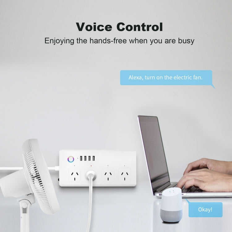 ZigBee 10A SM-SO301-A 4 Holes + 4 USB 2000W Multi-purpose Smart Power Strip, AU Plug - Smart Socket by PMC TechLife | Online Shopping South Africa | PMC TechLife