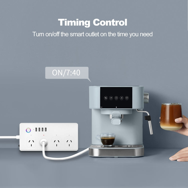 ZigBee 10A SM-SO301-A 4 Holes + 4 USB 2000W Multi-purpose Smart Power Strip, AU Plug - Smart Socket by PMC TechLife | Online Shopping South Africa | PMC TechLife