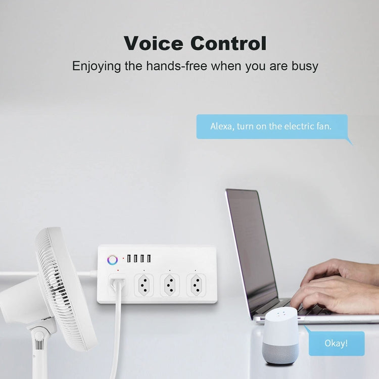 WiFi 10A SM-SO301-B 4 Holes + 4 USB Multi-purpose Smart Power Strip, Brazil Plug - Smart Socket by PMC TechLife | Online Shopping South Africa | PMC TechLife