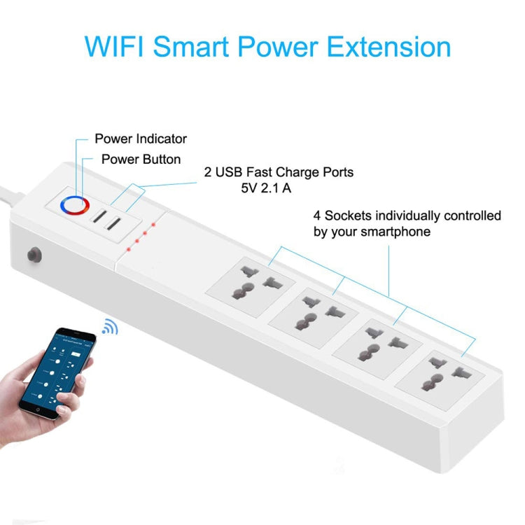 WiFi 10A SM-SO306-M 4 Holes + 2 USB Multi-purpose Smart Power Strip(AU Plug) - Smart Socket by PMC TechLife | Online Shopping South Africa | PMC TechLife