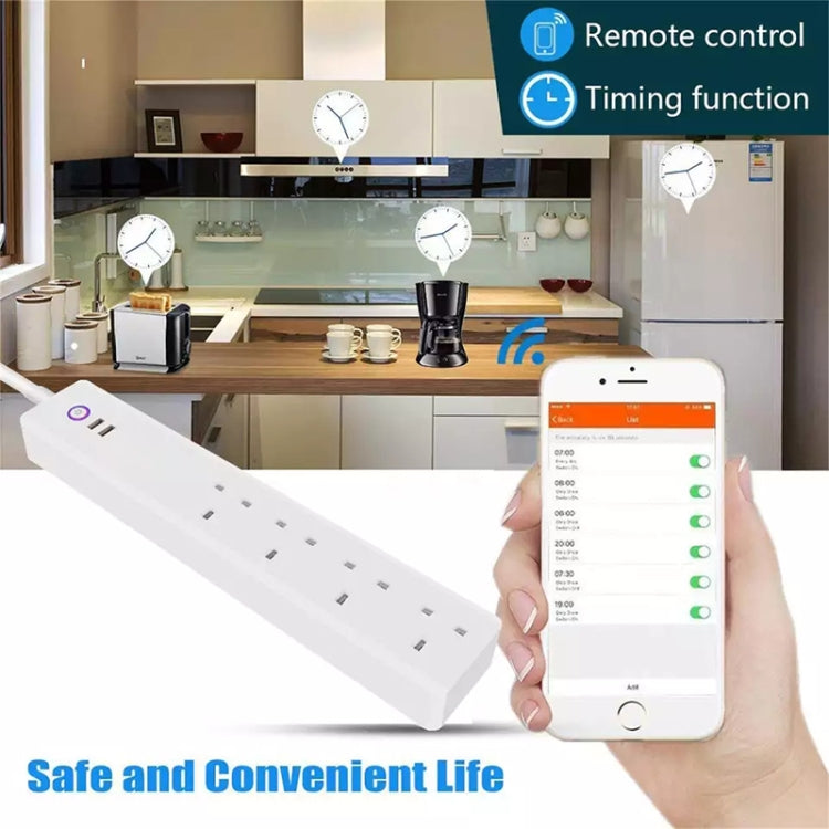 WiFi 16A SM-SO306-K 4 Holes + 2 USB Multi-purpose Smart Power Strip, UK Plug - Smart Socket by PMC TechLife | Online Shopping South Africa | PMC TechLife